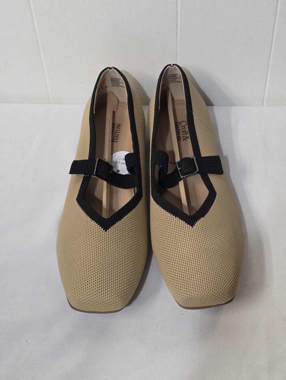 croft & barrow Romina Taupe Comfort Knit Square Toe Mary Jane Flats Size 9.5 - Picture 12 of 12
